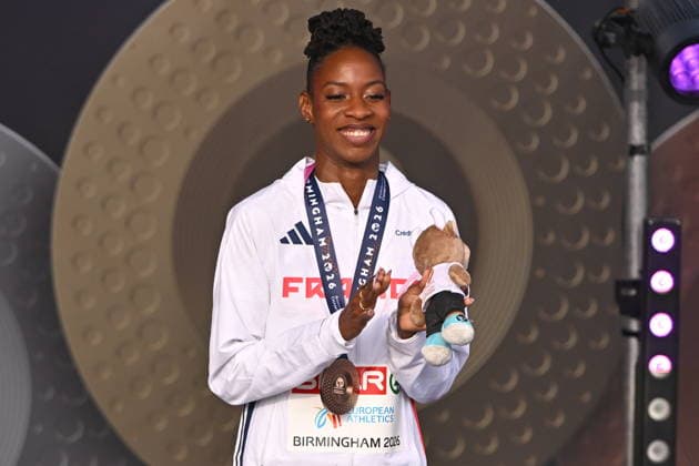 2026.08.12 Birmingham Lekkoatletyka Mistrzostwa Europy N z Laeticia Bapte ceremonia dekoracji Foto Michal Laudy PressFocus 2026.08.12 Birmingham Athletics European Athletics Championships Laeticia Bapte medal ceremony Credit: Michal Laudy PressFocus NEWSPIX.PL --- newspix.pl POLAND OUT! 