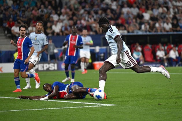 IPA87426841 - Brian Madjo (Aston Villa F.C.) during the 2026 UEFA Super Cup match between Paris Saint-Germain F.C. and Aston Villa F.C. on August 12, 2026, at the Salzburg Stadion in Salzburg, Austria  Copyright: xVincenzoxOrlando IPAxSportx xx 87426841