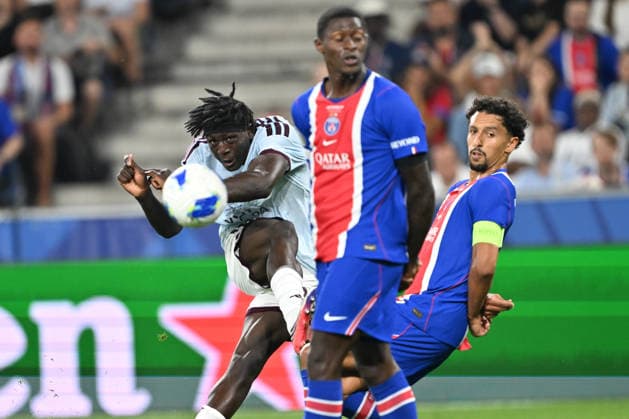 PSG v Aston Villa - UEFA Super Cup SALZBURG, AUSTRIA - AUGUST 12: Brian Madjo (39) of Aston Villa in action during UEFA Super Cup football match between PSG and Aston Villa at Red Bull Arena (Stadion Salzburg) in Salzburg, Austria on August 12, 2026. Isa Terli Anadolu Salzburg Austria. Editorial use only. Please get in touch for any other usage.  Copyright: x2026xAnadoluxIsaxTerlix
