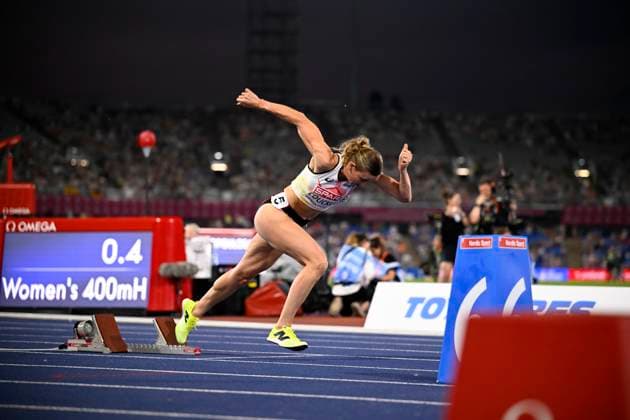 European Athletics Championships Birmingham 2026 - day 3 BIRMINGHAM, ENGLAND - AUGUST 12 : Couckuyt Paulien (BEL) in action during the 400m hurdles final on day 3 of the Birmingham 2026 European Athletics Championships on August 12, 2026 in Birmingham, England, 12 08 2026 Birmingham ENGLAND  Copyright: xTomasxSiskx