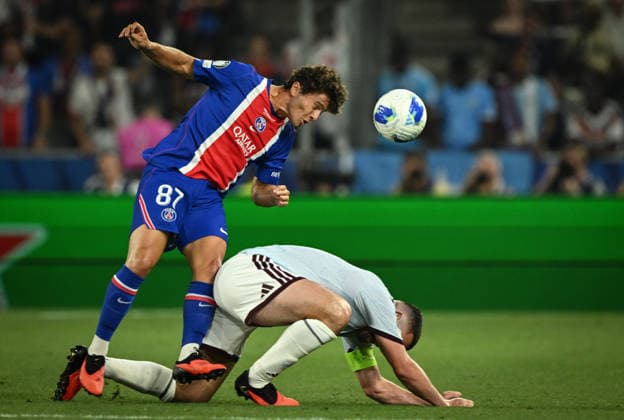 PSG v Aston Villa - UEFA Super Cup SALZBURG, AUSTRIA - AUGUST 12: Joao Neves (87) of Paris Saint-Germain in action during the UEFA Super Cup football match between PSG and Aston Villa at Red Bull Arena (Stadion Salzburg) in Salzburg, Austria on August 12, 2026. Harun Ozalp Anadolu Salzburg Austria. Editorial use only. Please get in touch for any other usage.  Copyright: x2026xAnadoluxHarunxOzalpx