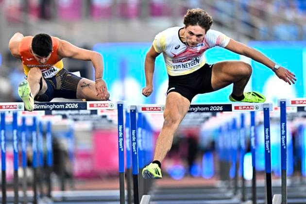 European Athletics Championships Birmingham 2026 - day 3 BIRMINGHAM, ENGLAND - AUGUST 12 : Van Neygen Zeno (BEL) in action during the 110m hurdles final on day 3 of the Birmingham 2026 European Athletics Championships on August 12, 2026 in Birmingham, England, 12 08 2026 Birmingham ENGLAND  Copyright: xTomasxSiskx