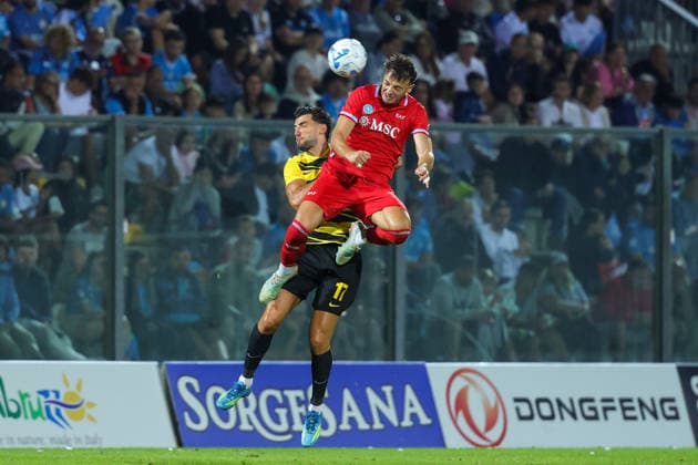 Napoli™s Amir Rrahmanii during the friendly match Napoli and Aris Salonicco at the Teofilo Patini Stadium in Castel Di Sangro, Central Southern Italy - Tuesday, August 12 , 2026. - Soccer .  Copyright: xAlessandroxGarofalo LaPressex