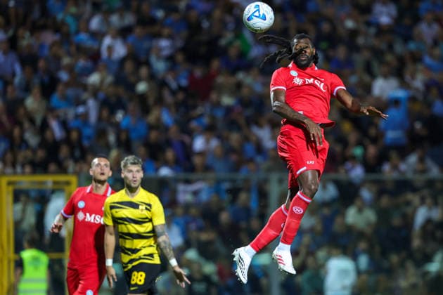 Napoli™s Andre-Frank Zambo Anguissa during the friendly match Napoli and Aris Salonicco at the Teofilo Patini Stadium in Castel Di Sangro, Central Southern Italy - Tuesday, August 12 , 2026. - Soccer .  Copyright: xAlessandroxGarofalo LaPressex