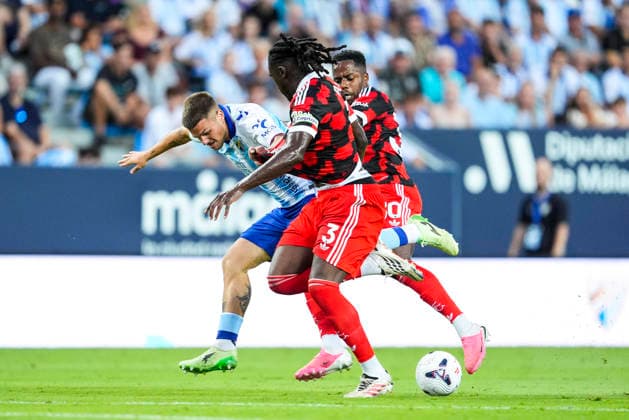 August 12, 2026, Malaga, Malaga, Spain: Dani Lorenzo of Malaga CF in action during the 36th edition of the Costa del Sol Trophy football match played between Malaga CF and Fulham FC at La Rosaleda stadium on August 12, 2026, in Malaga, Spain. Malaga Spain - ZUMAa181 20260812_zaa_a181_222 Copyright: xJoaquinxCorcherox