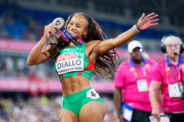 BIRMINGHAM, GREAT BRITAIN - AUGUST 12, 2026 : Fatoumata Binta DIALLO (POR Portugal) placed third over 400m hurdles during the European Athletics Championships at Alexander Stadium on August 12, 2026 in Birmingham, Great Britain. Great Britain Copyright: xLeahxKohringx