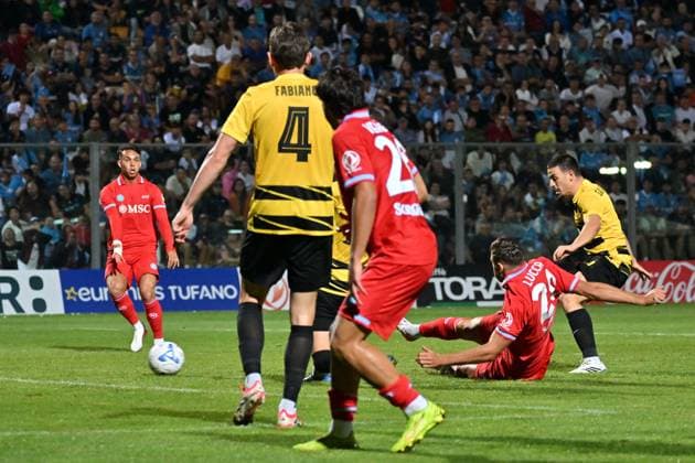 Foto IPP Felice De Martino Castel di Sangro (Aq) 12 08 2026 Calcio Partita Amichevole 2026 2027 Napoli - Aris Salonicco Nella foto: Gol di Lorenzo Lucca Italy Photo Press World Copyright Castel di Sangro italy Italia ITALY  Copyright: xR4924_italyphotopressx