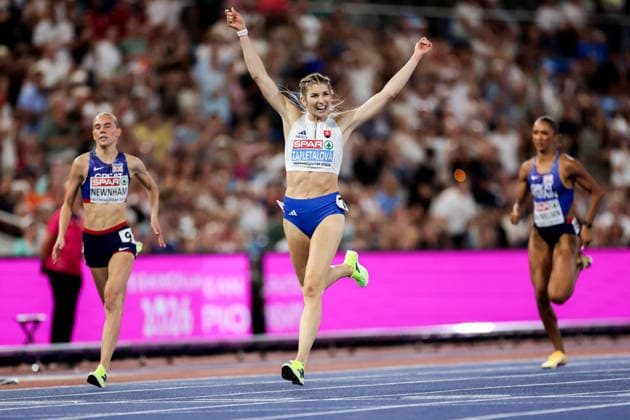 2026 European Athletics Championships, Alexander Stadium, Birmingham, England 12 8 2026 Women™s 400m Hurdles Final Slovakia™s Emma Zapletalova celebrates winning a gold medal Emma Zapletalova celebrates winning a gold medal 12 8 2026  Copyright: xx 0U6A0485