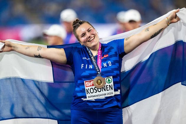 260812 Silja Kosonen of Finland celebrates after winning the final of women™s hammer throw during day 3 of the 2026 European Athletics Championships on August 12, 2026 in Birmingham. Photo: Mathias Bergeld BILDBYRAN kod MB MT1066 friidrott athletics friidrett friidrotts-em em friidretts-em 2026 european athletics championships 3 bbeng celebration jubel *** August 12, 2026: Silja Kosonen of Finland celebrates after winning the women’s hammer throw final on Day 3 of the 2026 European Athletics Championships in Birmingham. 2026 in Birmingham. Photo by Mathias Bergeld, BILDBYRAN, code MB MT1066. track and field, athletics, friidrett, friidrotts EM, 2026 European Athletics Championships, 3, celebration, jubilation  Copyright: MATHIASxBERGELD BB260812MB138