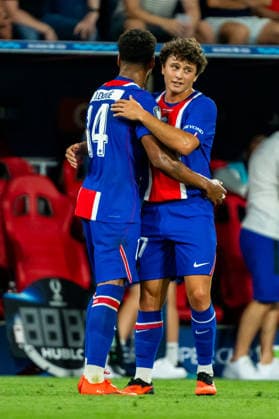 Desire Doue celebrates his goal during the UEFA Super Cup 2026 match between Paris Saint-Germain and Aston Villa (Kazimierz Koper Ball Raw Images) Salzburg Red Bull Arena Austria Copyright: xKazimierzxKoperx KAZ_PSGvAST_576