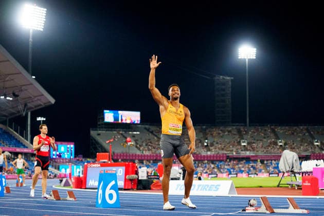 BIRMINGHAM, GREAT BRITAIN - AUGUST 12, 2026 : Leo NEUGEBAUER (GER Germany) competing in the 400m in the decathlon during the European Athletics Championships at Alexander Stadium on August 12, 2026 in Birmingham, Great Britain. Great Britain Copyright: xLeahxKohringx