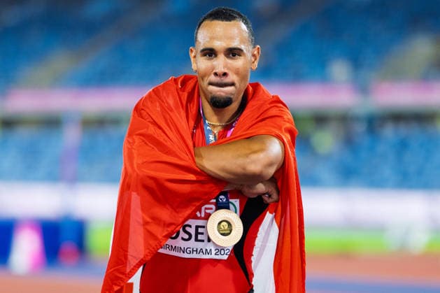 BIRMINGHAM, UNITED KINGDOM - AUGUST 12: Jason Joseph of Switzerland wins the Gold Medal in the Men s 110m Hurdles during the European Athletics Championships at Alexander Stadium on August 12, 2026 in Birmingham, United Kingdom. England United Kingdom Copyright: xBEAUTIFULxSPORTS TobiasxLacknerx