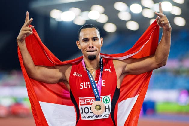 BIRMINGHAM, UNITED KINGDOM - AUGUST 12: Jason Joseph of Switzerland wins the Gold Medal in the Men s 110m Hurdles during the European Athletics Championships at Alexander Stadium on August 12, 2026 in Birmingham, United Kingdom. England United Kingdom Copyright: xBEAUTIFULxSPORTS TobiasxLacknerx