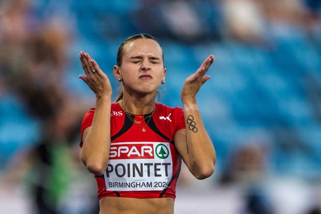 European Athletics Championships; Birmingham, 12.08.2026 BIRMINGHAM, UNITED KINGDOM - AUGUST 12: Leonie Pointet (Switzerland) prepares for the semi final of the womens 200 m on August 12, 2026 in Birmingham, United Kingdom. *** European Athletics Championships, Birmingham, August 12, 2026 BIRMINGHAM, UNITED KINGDOM AUGUST 12 Leonie Pointet of Switzerland prepares for the semifinals of the women s 200-meter race on August 12, 2026, in Birmingham, United Kingdom Copyright: xBEAUTIFULxSPORTS UlfxSchillerx