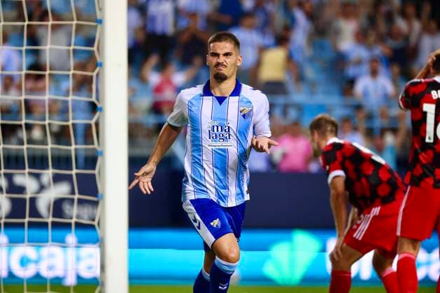 ESP: preseason Malaga CF v Fulham FC Carlos Ruiz Chupete of Malaga scores goal during preseason friendly match Trophy Costa del Sol between Malaga CF v Fulham FC played at La Rosaleda Stadium, Malaga on August 12, 2026 in Spain Spain Futbol *** ESP Preseason: Málaga CF vs. Fulham FC — Málaga s Carlos Ruiz Chupete scores a goal during a preseason friendly match for the Costa del Sol Trophy between Málaga CF and Fulham FC, played at La Rosaleda Stadium in Málaga on August 12, 2026, in Spain. Spanish Soccer Copyright: xAgenciaxLOFx