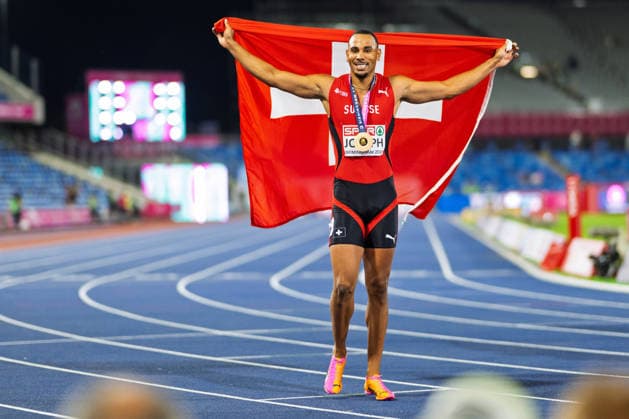 BIRMINGHAM, UNITED KINGDOM - AUGUST 12: Jason Joseph of Switzerland wins the Gold Medal in the Men s 110m Hurdles during the European Athletics Championships at Alexander Stadium on August 12, 2026 in Birmingham, United Kingdom. England United Kingdom Copyright: xBEAUTIFULxSPORTS TobiasxLacknerx