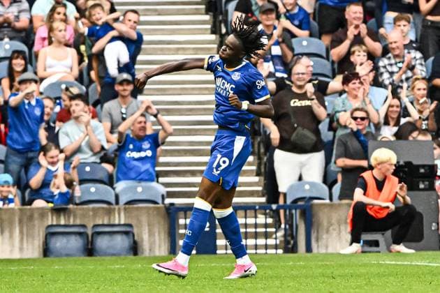 Newcastle United v Everton Pre-Season Friendly Tyrique Geroge of Everton celebrates his goal during the Pre-Season Friendly match at Scottish Gas Murrayfield Stadium, Edinburgh 12 08 2026 UK Newspapers OUT Copyright: xJamiexJohnstonx FIL-23757-0340