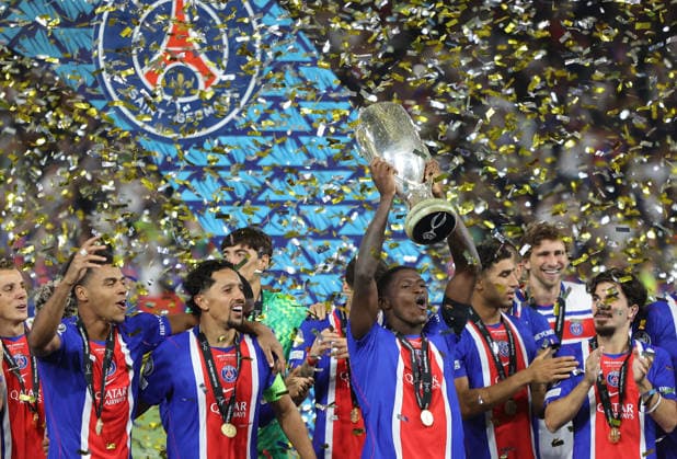PSG gewinnt den Supercup , PSG-Aston Villa , UEFA Super Cup Finale , , Fußball , in der Red Bull Arena Stadion in Salzburg , Österreich . August 12 , 2026 . Photo by: Davide Elias IPA Photo Pressefoto DENL Copyright: xDavidexEliasx