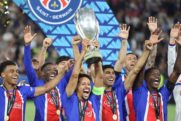 PSG gewinnt den Supercup , PSG-Aston Villa , UEFA Super Cup Finale , , Fußball , in der Red Bull Arena Stadion in Salzburg , Österreich . August 12 , 2026 . Photo by: Davide Elias IPA Photo Pressefoto DENL Copyright: xDavidexEliasx