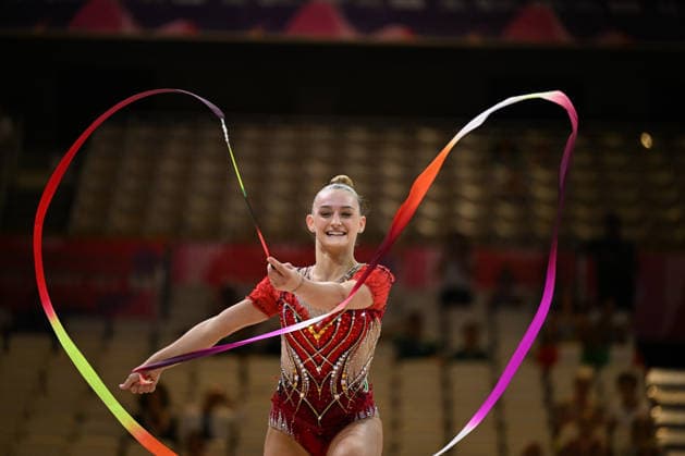 IPA87428162 - DRAGAS Tara (ITA) ribbon routine at the 42nd Rhythmic gymnastics, Rhythmische Sportgymnastik, RSG World Championships in Frankfurt am Main, Germany, August 12, 2026  Copyright: xFilippoxTomasi IPAxSportx xx 87428162