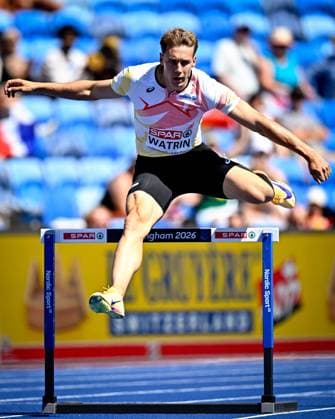 European Athletics Championships Birmingham 2026 - day 3 BIRMINGHAM, ENGLAND - AUGUST 12 : Watrin Julien (BEL) in action during the 400m hurdles semi-final on day 3 of the Birmingham 2026 European Athletics Championships on August 12, 2026 in Birmingham, England, 12 08 2026  Copyright: xTomasxSiskx
