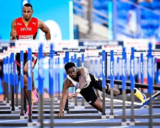 European Athletics Championships Birmingham 2026 - day 3 BIRMINGHAM, ENGLAND - AUGUST 12 : Bacari Elie (BEL) in action during the 110m hurdles semi-final on day 3 of the Birmingham 2026 European Athletics Championships on August 12, 2026 in Birmingham, England, 12 08 2026  Copyright: xTomasxSiskx