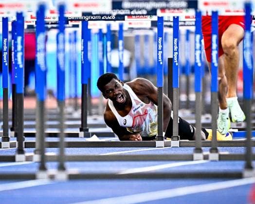 European Athletics Championships Birmingham 2026 - day 3 BIRMINGHAM, ENGLAND - AUGUST 12 : Bacari Elie (BEL) in action during the 110m hurdles semi-final on day 3 of the Birmingham 2026 European Athletics Championships on August 12, 2026 in Birmingham, England, 12 08 2026  Copyright: xTomasxSiskx