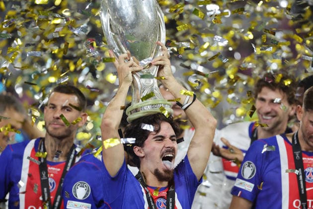 Vitinha , PSG gewinnt den Supercup , PSG-Aston Villa , UEFA Super Cup Finale , , Fußball , in der Red Bull Arena Stadion in Salzburg , Österreich . August 12 , 2026 . Photo by: Davide Elias IPA Photo Pressefoto DENL Copyright: xDavidexEliasx