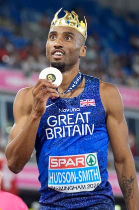 BIRMINGHAM, GREAT BRITAIN - AUGUST 12, 2026 : European Champion over 400m: Matthew HUDSON-SMITH (GBR Great Britain) during the European Athletics Championships at Alexander Stadium on August 12, 2026 in Birmingham, Great Britain. Great Britain Copyright: xLeahxKohringx