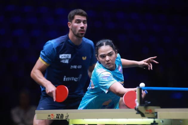 2026 WTT Europe Smash - Sweden - Main Draw - Day 3 Patrick Franziska of Germany and Adriana Diaz of Puerto Rico compete against Sabine Winter and Dang Qiu of Germany during the Mixed Doubles Round of 16 at the 2026 Europe Smash at the Malmo Arena in Malmo, Sweden, on August 11, 2026. Malmo Sweden  Copyright: xRemyxGrosx originalFilename:gros-europesm260812_np43p.jpg