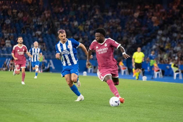 ESP: friendly match Deportivo Alaves v Real Madrid Vinicius Junior of Real Madrid during preseason friendly match between Deportivo Alaves v Real Madrid CF played at Abanca-Riazor Stadium, La Coruna on August 12, 2026 in Spain La Coruna Spain *** ESP Friendly Match: Deportivo Alavés vs. Real Madrid — Vinicius Junior of Real Madrid during a preseason friendly match between Deportivo Alavés and Real Madrid CF played at Abanca Riazor Stadium in La Coruna on August 12, 2026, in La Coruna, Spain Copyright: xAgenciaxLOFx