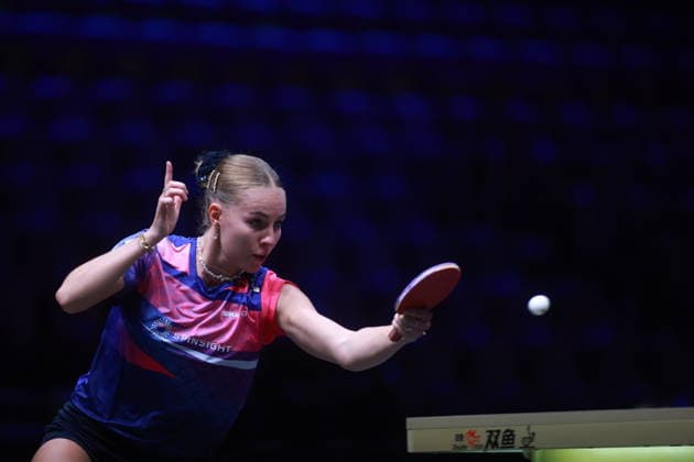 2026 WTT Europe Smash - Sweden - Main Draw - Day 3 Annett Kaufmann of Germany competes against Zhu Yuling of Macau during the Women s Singles Round of 64 at the 2026 Europe Smash at the Malmo Arena in Malmo, Sweden, on August 11, 2026. Malmo Sweden  Copyright: xRemyxGrosx originalFilename:gros-europesm260812_npy6e.jpg