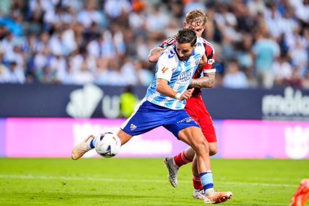 August 12, 2026, Malaga, Malaga, Spain: Carlos Puga of Malaga CF in action during the 36th edition of the Costa del Sol Trophy football match played between Malaga CF and Fulham FC at La Rosaleda stadium on August 12, 2026, in Malaga, Spain. Malaga CF V Fulham FC - 36th Edition Of The Costa Del Sol Trophy  - ZUMAa181 20260812_zaa_a181_232 Copyright: xJoaquinxCorcherox