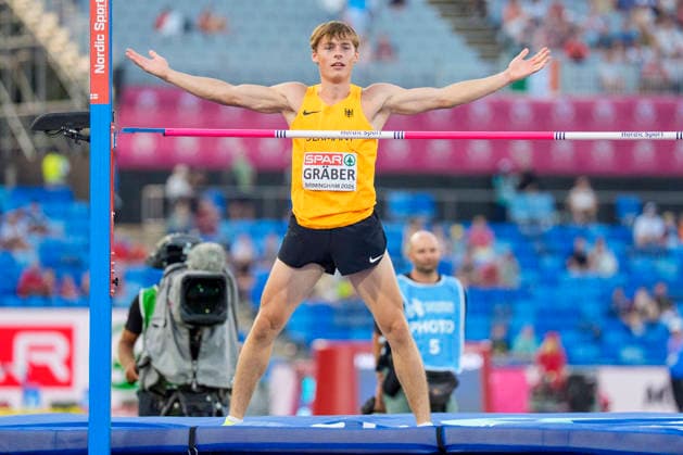 BIRMINGHAM, GREAT BRITAIN - AUGUST 12, 2026 : Amadeus GRÄBER (GER Germany)competing in the high jump in the decathlon during the European Athletics Championships at Alexander Stadium on August 12, 2026 in Birmingham, Great Britain. Great Britain Copyright: xLeahxKohringx