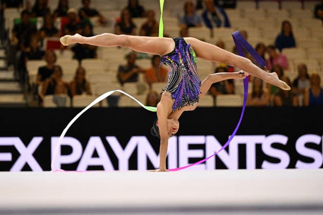 OTHER - Gymnastics - 42nd Rhythmic gymnastics, Rhythmische Sportgymnastik, RSG World Championships Photo by IPA ABACAPRESS.COM87427093 - CHU Megan (USA) ribbon routine during the 42nd Rhythmic Gymnastics World Championships in Frankfurt am Main, Germany, August 12, 2026 Frankfurt am Main Germany  Copyright: xIPAxSport ABACAx