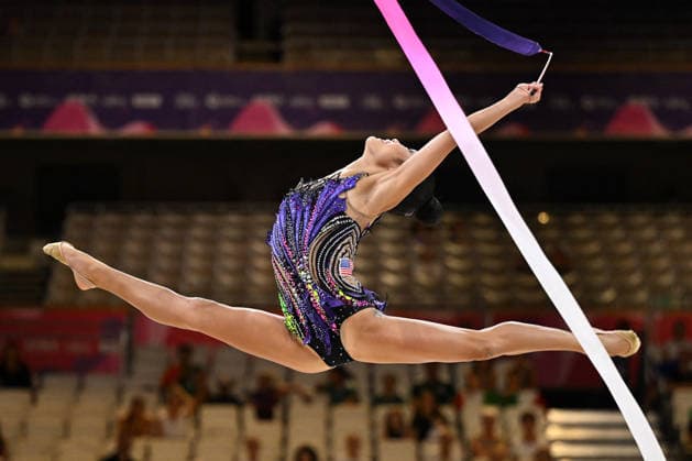 OTHER - Gymnastics - 42nd Rhythmic gymnastics, Rhythmische Sportgymnastik, RSG World Championships Photo by IPA ABACAPRESS.COM87427107 - CHU Megan (USA) ribbon routine during the 42nd Rhythmic Gymnastics World Championships, held in Frankfurt am Main, Germany, on August 12, 2026 Frankfurt am Main Germany  Copyright: xIPAxSport ABACAx