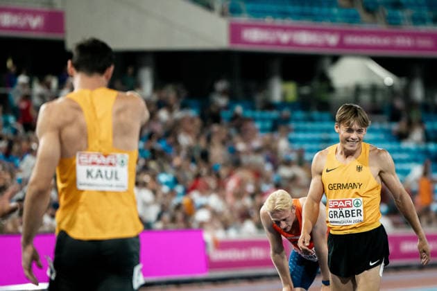 Amadeus Graeber (Eintracht Frankfurt, Zehnkampf Maenner), Niklas Kaul (USC Mainz, Zehnkampf Maenner), GBR, Leichtathletik, Athletics, European Athletics Championships 2026, Leichtathletik Europameisterschaft 2026, Birmingham 2026, 09.08.2026, GBR, Leichtathletik, Athletics, European Athletics Championships 2026, Leichtathletik Europameisterschaft 2026, Birmingham 2026, 09.08.2026 Birmingham *** Amadeus Graeber, Eintracht Frankfurt, Men s Decathlon; Niklas Kaul, USC Mainz, Men s Decathlon; GBR, Track and Field, Athletics, 2026 European Athletics Championships, 2026 European Track and Field Championships, Birmingham 2026, August 9, 2026, GBR, Track and Field, Athletics, 2026 European Athletics Championships, 2026 European Track and Field Championships, Birmingham 2026, August 9, 2026, Birmingham Copyright: xStefanxMayerx EP_SMR