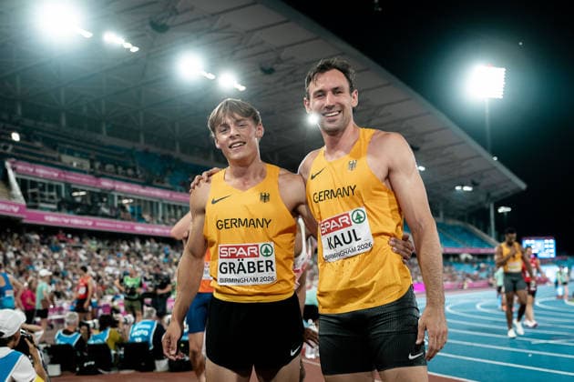 Amadeus Graeber (Eintracht Frankfurt, Zehnkampf Maenner), Niklas Kaul (USC Mainz, Zehnkampf Maenner), GBR, Leichtathletik, Athletics, European Athletics Championships 2026, Leichtathletik Europameisterschaft 2026, Birmingham 2026, 09.08.2026, GBR, Leichtathletik, Athletics, European Athletics Championships 2026, Leichtathletik Europameisterschaft 2026, Birmingham 2026, 09.08.2026 Birmingham *** Amadeus Graeber, Eintracht Frankfurt, Men s Decathlon; Niklas Kaul, USC Mainz, Men s Decathlon; GBR, Track and Field, Athletics, 2026 European Athletics Championships, 2026 European Track and Field Championships, Birmingham 2026, August 9, 2026, GBR, Track and Field, Athletics, 2026 European Athletics Championships, 2026 European Track and Field Championships, Birmingham 2026, August 9, 2026, Birmingham Copyright: xStefanxMayerx EP_SMR