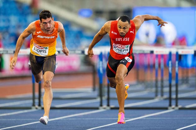 BIRMINGHAM, UNITED KINGDOM - AUGUST 12: Jason Joseph of Switzerland competes in the Men s 110m Hurdles during the European Athletics Championships at Alexander Stadium on August 12, 2026 in Birmingham, United Kingdom. England United Kingdom Copyright: xBEAUTIFULxSPORTS TobiasxLacknerx