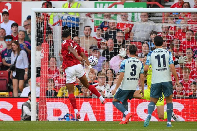 Nottingham Forest v Bayer 04 Leverkusen - Pre-Season Friendly Dan Ndoye of Nottingham Forest scores a goal to make it 1-0 during the Pre-season Friendly match between Nottingham Forest and Bayer Leverkusen at the City Ground, Nottingham. Nottingham Nottinghamshire United Kingdom  Copyright: xMIxNewsx originalFilename:fletcher-nottingh260812_npGLq.jpg