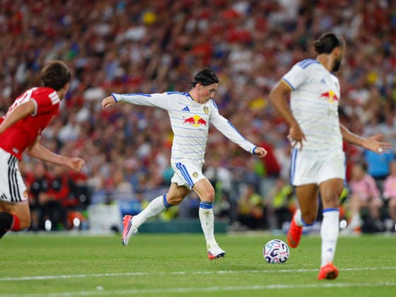 RECORD DATE NOT STATED 12th August 2026; Croke Park, Dublin, Ireland; Friendly Football, Manchester United, ManU versus Leeds United; Harry Wilson of Leeds United takes a shot on goal PeterxFitzpatrick