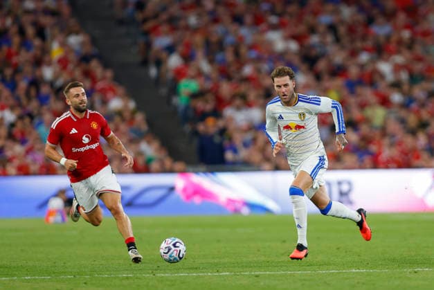 RECORD DATE NOT STATED 12th August 2026; Croke Park, Dublin, Ireland; Friendly Football, Manchester United, ManU versus Leeds United; Joe Rodon of Leeds United makes a run with the ball PeterxFitzpatrick