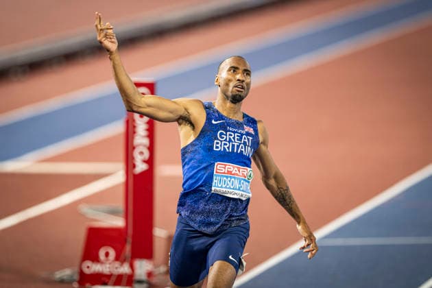 RECORD DATE NOT STATED 12th August 2026; Alexander Stadium, Birmingham, Midlands, England; 2026 European Athletics Championships, Day Three; Matthew Hudson-Smith (GBR) celebrates winning the mens 400m GodfreyxPitt