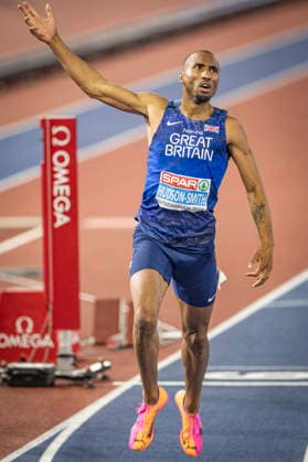 RECORD DATE NOT STATED 12th August 2026; Alexander Stadium, Birmingham, Midlands, England; 2026 European Athletics Championships, Day Three; Matthew Hudson-Smith (GBR) celebrates winning the mens 400m GodfreyxPitt
