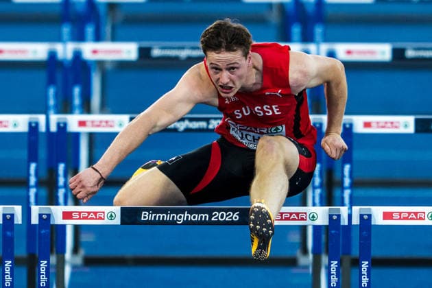 European Athletics Championships; Birmingham, 12.08.2026 BIRMINGHAM, UNITED KINGDOM - AUGUST 12: Fabio Kuchler (Switzerland) in the semi final of the mens 110 m hurdles on August 12, 2026 in Birmingham, United Kingdom. *** European Athletics Championships, Birmingham, August 12, 2026 BIRMINGHAM, UNITED KINGDOM AUGUST 12 Fabio Kuchler of Switzerland in the semifinals of the men s 110-meter hurdles on August 12, 2026, in Birmingham, United Kingdom Copyright: xBEAUTIFULxSPORTS UlfxSchillerx
