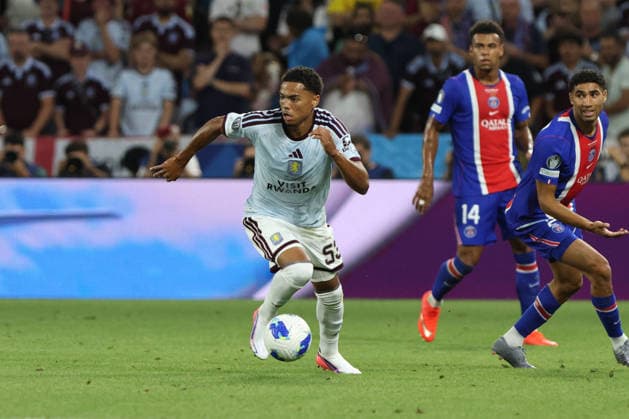 SALZBURG, AUSTRIA - AUGUST 12: George Hemmings of Aston Villa during the UEFA Super Cup final between PSG and Aston Villa at Stadion Salzburg on August 12, 2026 in Salzburg, Austria.  Copyright: xSeverinxAichbauer SPPx Sportspressphoto_SPR205156