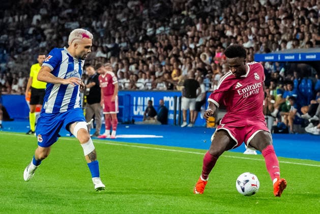 Vinicius Junior seen during the friendly match between Deportivocla Coruna and Real Madrid friendly match (Marta Lopez Ball Raw Images) La Coruna ABANCA-RIAZOR Spain Copyright: xMartaxLopezx martalopez_PSGvAST_1001