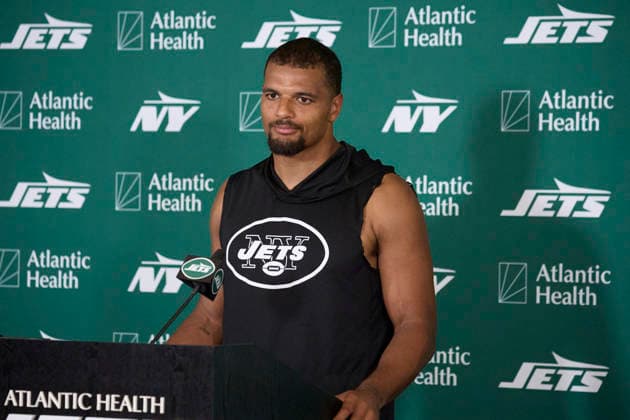 New York Jets safety Minkah Fitzpatrick (29) during a press conference, PK, Pressekonferenz after joint practice with the Tampa Bay Buccaneers during training camp at the Atlantic Health Jets Training Center, Florham Park, New Jersey. CSM NFL, American Football Herren, USA 2026: NY Jets Training Camp AUG 12  - ZUMAc04_ 20260812_zma_c04_073 Copyright: xDuncanxWilliamsx