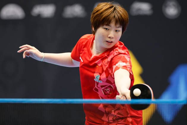 MALMO, SWEDEN - AUGUST 12: Kuai Man of China competes in the Women s Singles - Round of 64 match against Elena Zaharia of Romania on Day 3 of Europe Smash Sweden 2026 at Baltiska Hallen on August 12, 2026 in Malmo, Sweden.  Copyright: xVCGx 111659663889