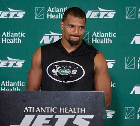 NFL, American Football Herren, USA 2026: NY Jets Training Camp AUG 12 New York Jets safety Minkah Fitzpatrick (29) during a press conference, PK, Pressekonferenz after joint practice with the Tampa Bay Buccaneers during training camp at the Atlantic Health Jets Training Center, Florham Park, New Jersey. Duncan Williams CSM (Credit Image: Duncan Williams Cal Media) Florham Park New Jersey United States EDITORIAL USE ONLY Copyright: xx ZUMA-20260812_zma_c04_085.jpg DuncanxWilliamsx csmphotothree510783